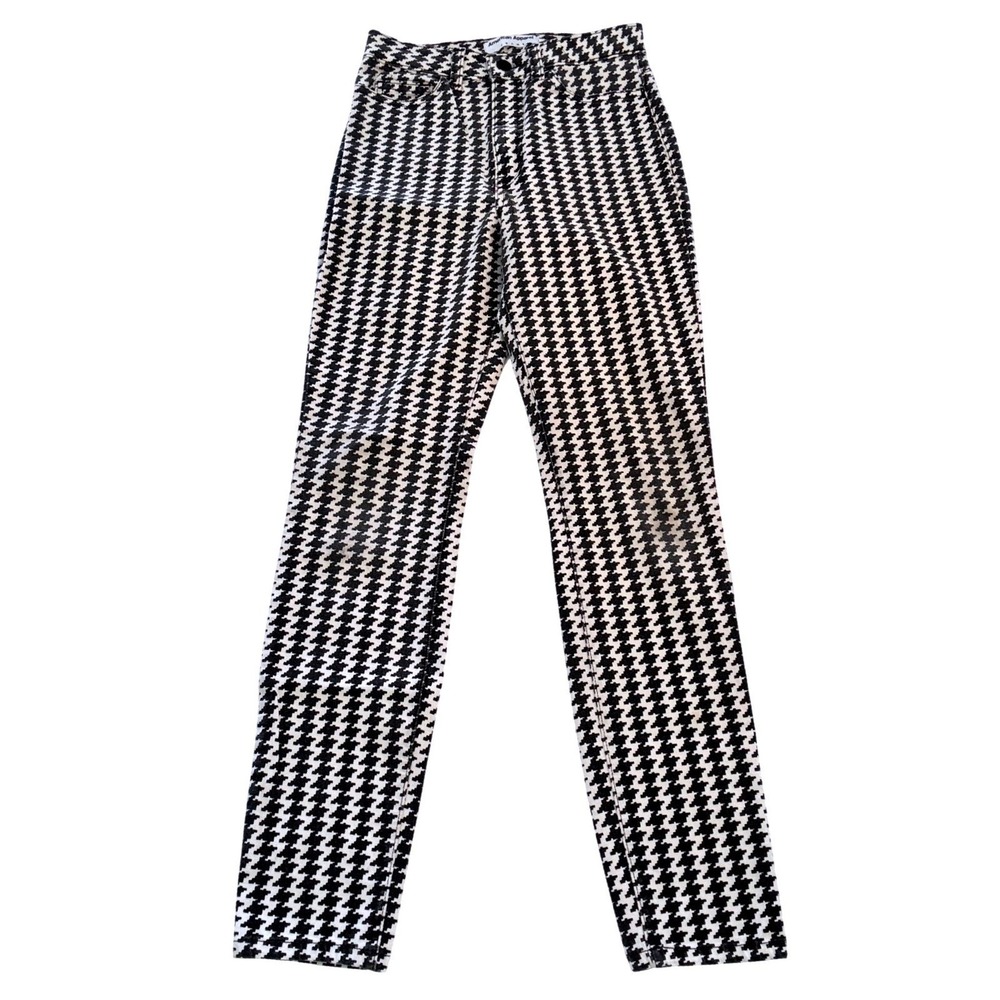 American Apparel Houndstooth High Rise Cigarette Pants Retro Mod Size 26